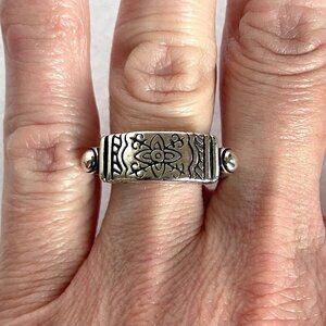 Ganz Jewelry Solid Sterling Silver 925 Chunky Engraved Wide Band Ring Sz 6.75